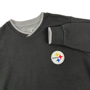 Mens Antigua Pittsburgh Steelers Ribbed Black Sweatshirt Size Small